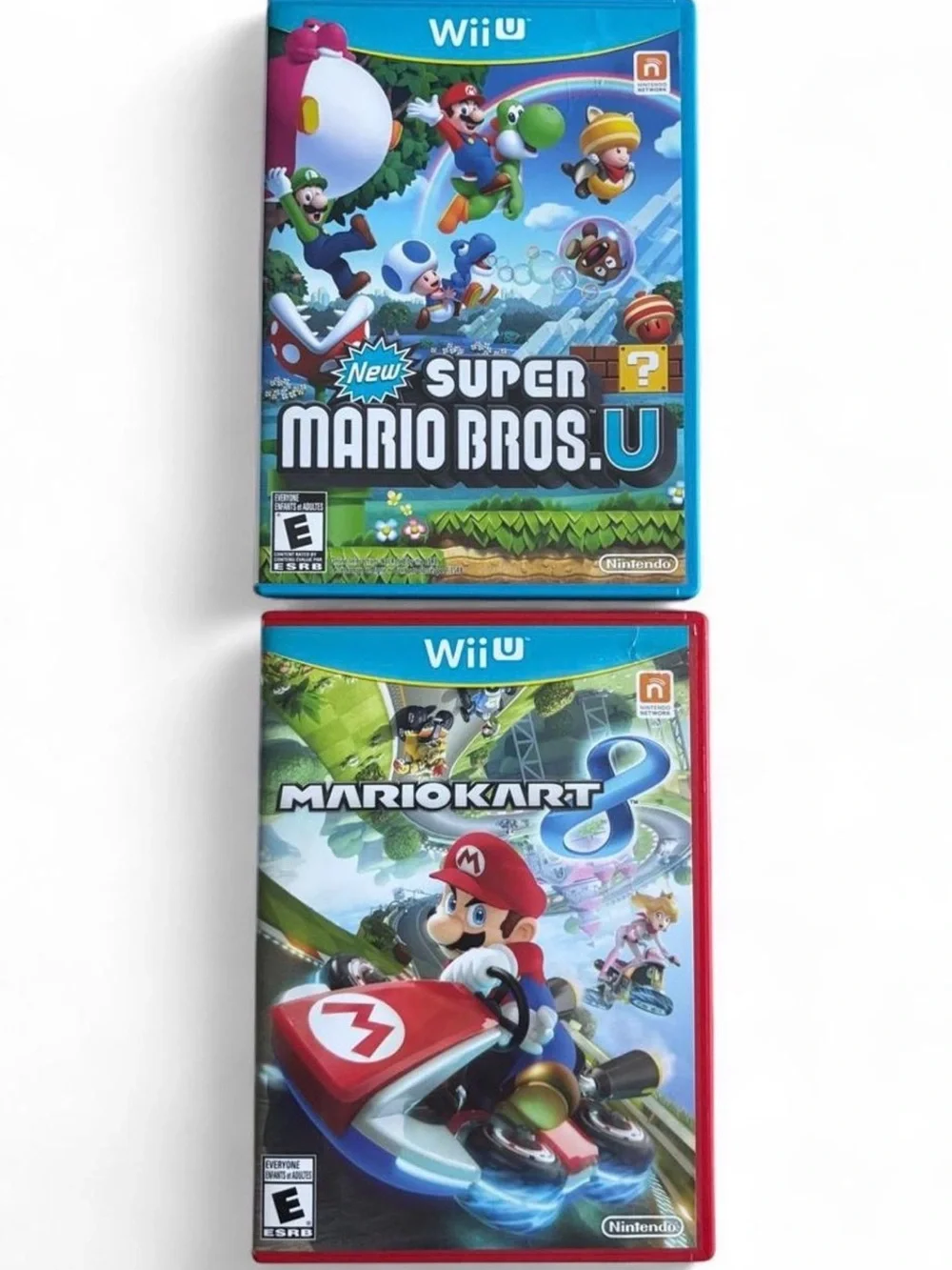 Nintendo Wii U Super Mario Bros. & Mario Kart 8 Bundle Lot w/ Manuels Both Work